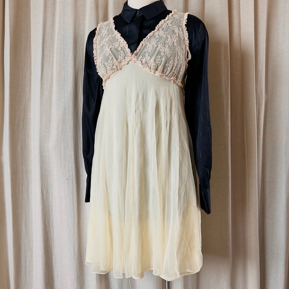 Butter Yellow Sheer Slip Dress – Lace Fit & Flare Soft Girl Dream